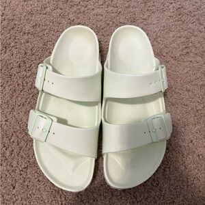 Birkenstock Green and White Sandals with Adjustable Straps
